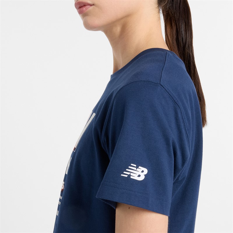 New Balance Womens London Edition Run London Graphic T-Shirt Navy