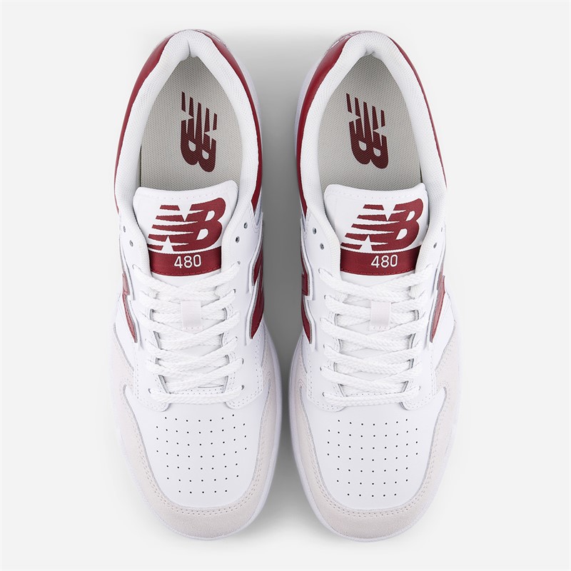 New Balance 480 Trainers White/Burgundy