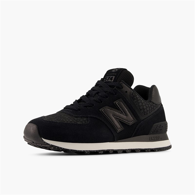New Balance Womens 574 Trainers Black Croc