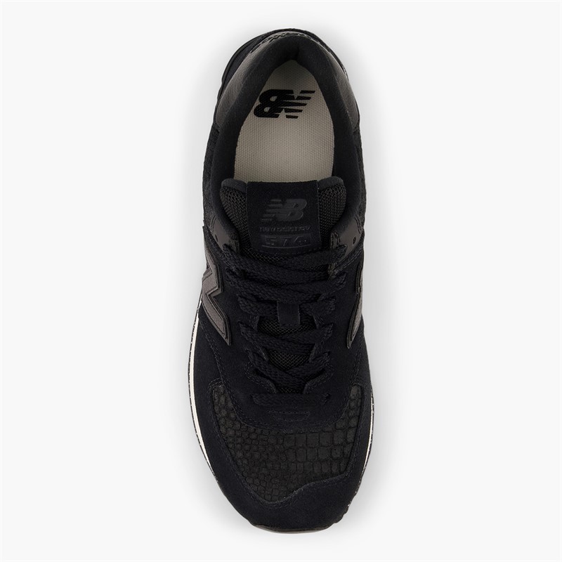 New Balance Womens 574 Trainers Black Croc