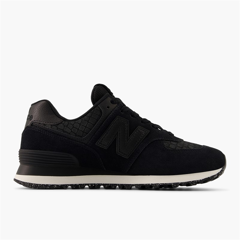 New Balance Womens 574 Trainers Black Croc