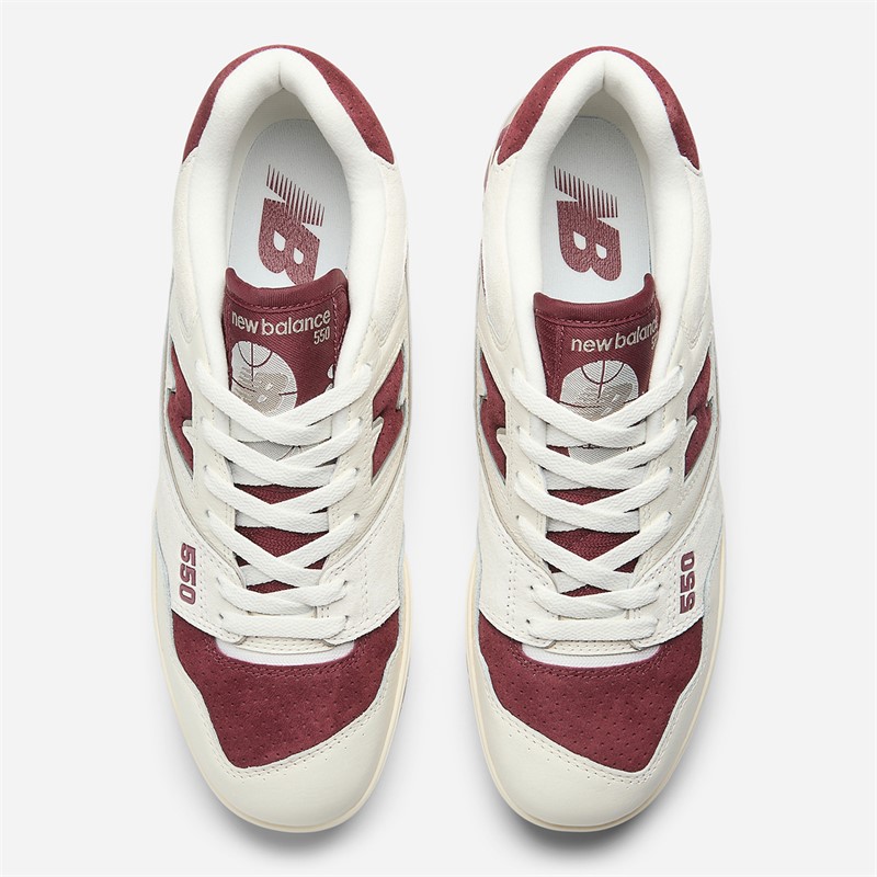 New Balance 550 Trainers Sea Salt/Classic Crimson