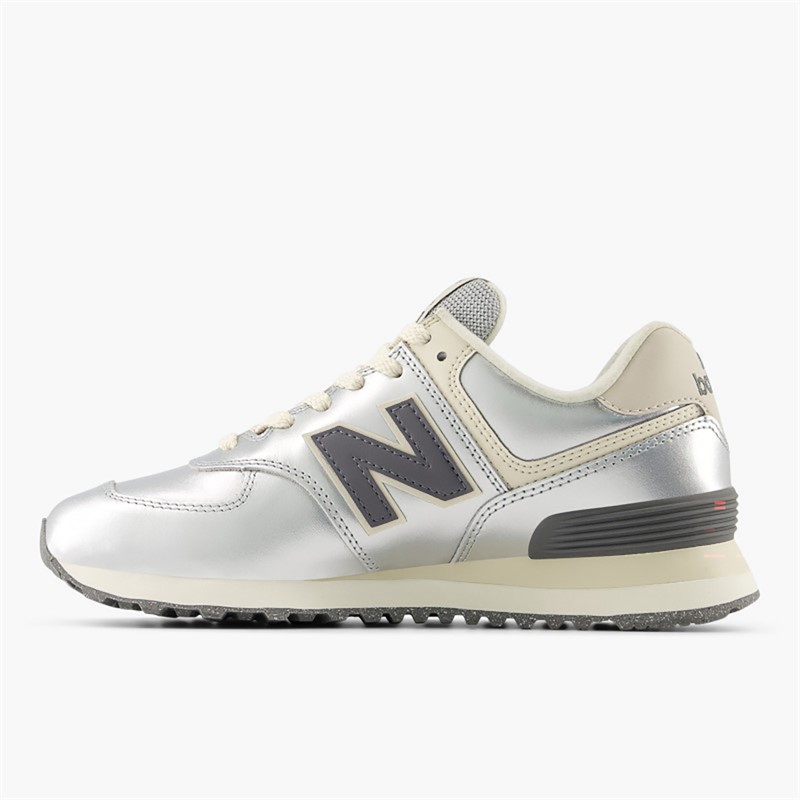 New Balance Womens 574 Trainers Metallic Silver/Artic Grey