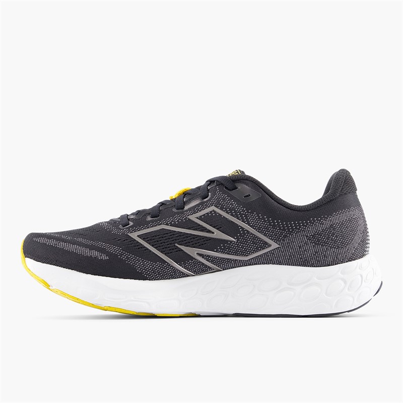 New Balance Mens Fresh Foam 680 V8 Neutral Running Shoes Black/White/Yellow