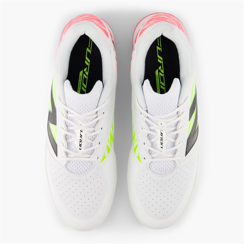 New Balance Mens Furon Pro V8 IN Indoor Football Boots White/Energy Red/Hi Lite