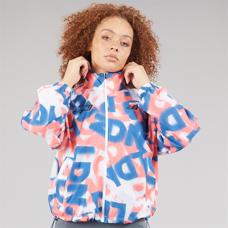 New Balance Womens London Edition Printed Athletics Packable Running Jacket Multi Colour