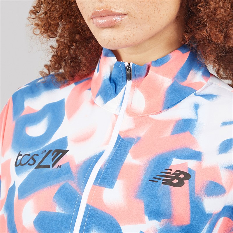 New Balance Womens London Edition Printed Athletics Packable Running Jacket Multi Colour