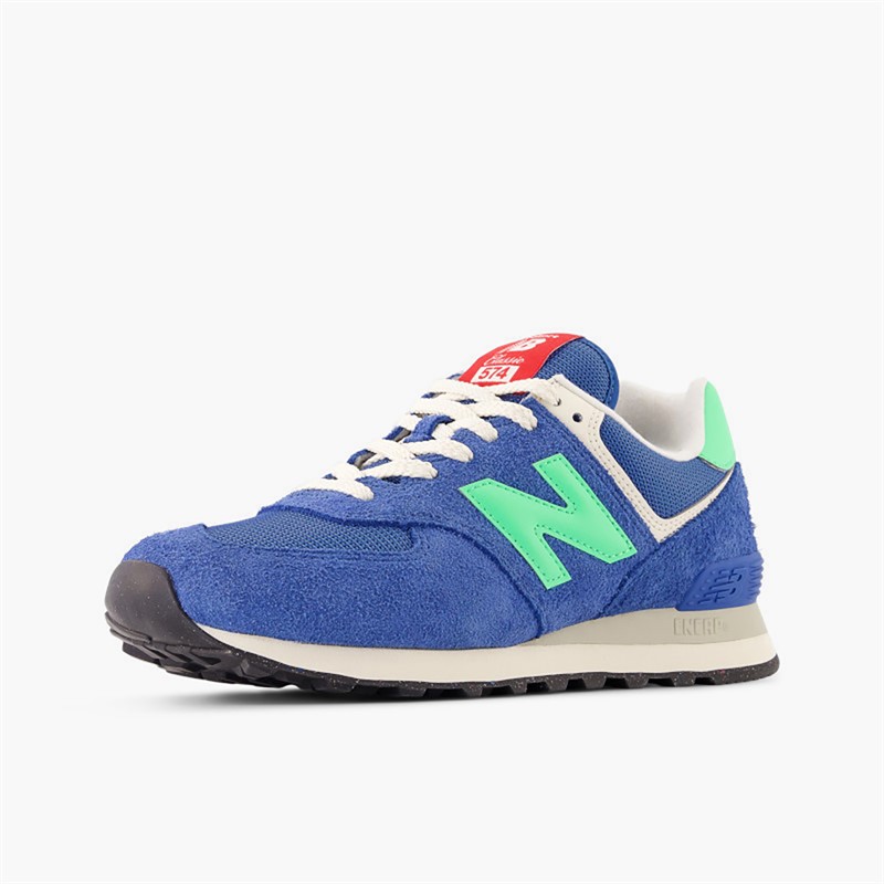 New Balance Mens 574 Trainers Blue Agate/Lime Leaf