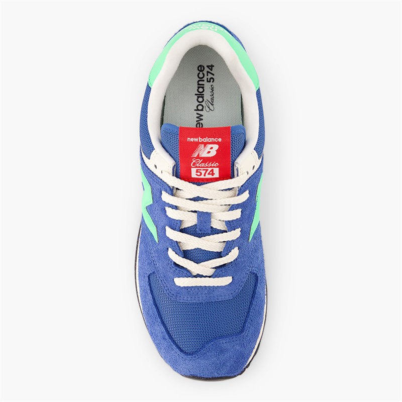 New Balance Mens 574 Trainers Blue Agate/Lime Leaf