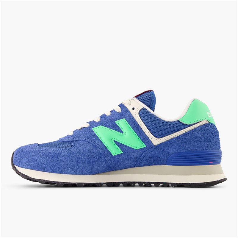 New Balance Mens 574 Trainers Blue Agate/Lime Leaf