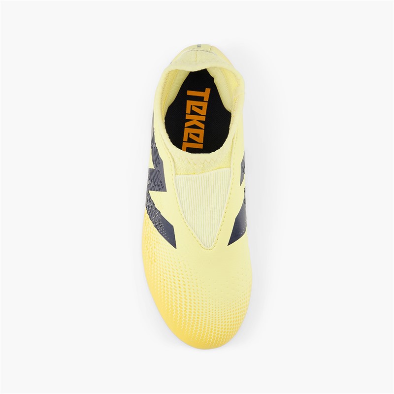 New Balance Junior Tekela Magique V4+ FG Firm Ground Football Boots Parchment/Clementine/Hot Mango