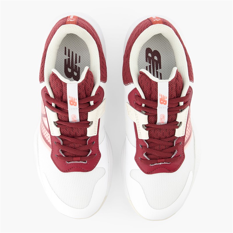 New Balance Womens 696 V6 All Court Tennis Shoes White/Monarch Burgundy