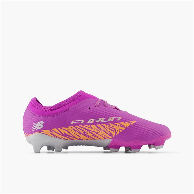 New Balance Kids Furon Team V8 FG Firm Ground Football Boots Passionfruit/Hot Mango/Silver