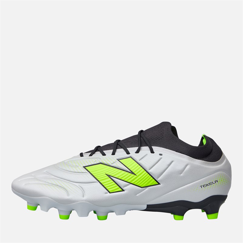New Balance Mens Tekela Team V5 Low Laced Fg Firm Ground 2e Wide Fit Football Boots White/Black/Pixel Green