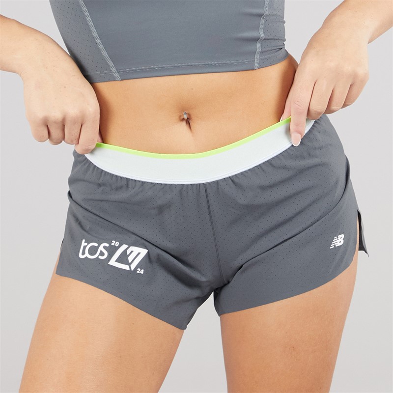 New Balance Womens London Edition Race Day Split Running Short Grey