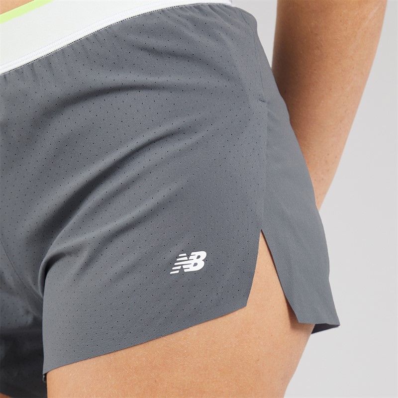 New Balance Womens London Edition Race Day Split Running Short Grey