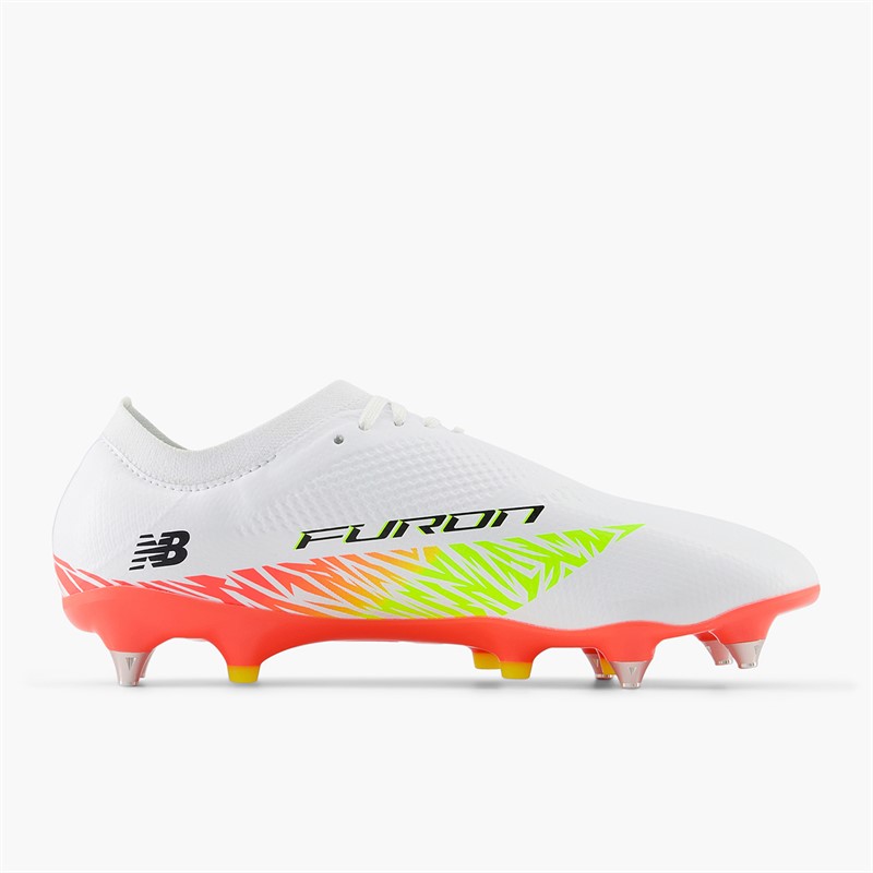 New Balance Mens Furon Pro V8 SG Soft Ground Football Boots White/Energy Red/Hi Lite
