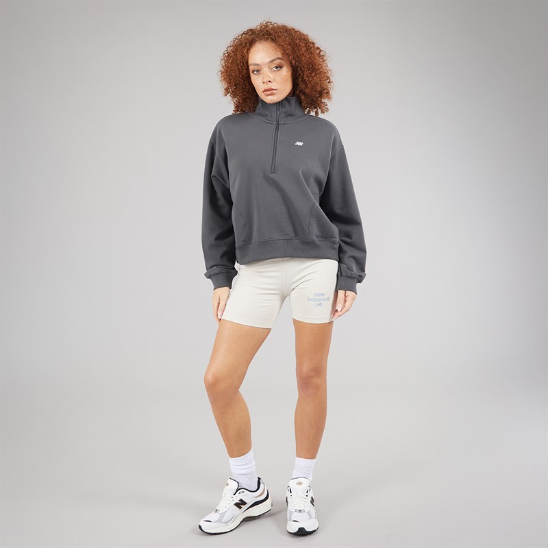 New Balance Womens Essentials Reimagined Archive Cotton Fitted Shorts Marine Blue Mist