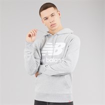 New Balance Mens Essentials Stacked Logo Hoodie Athletic Grey
