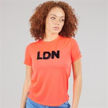 New Balance Womens London Edition Athletics Graphic Running T-Shirt Urgent Red