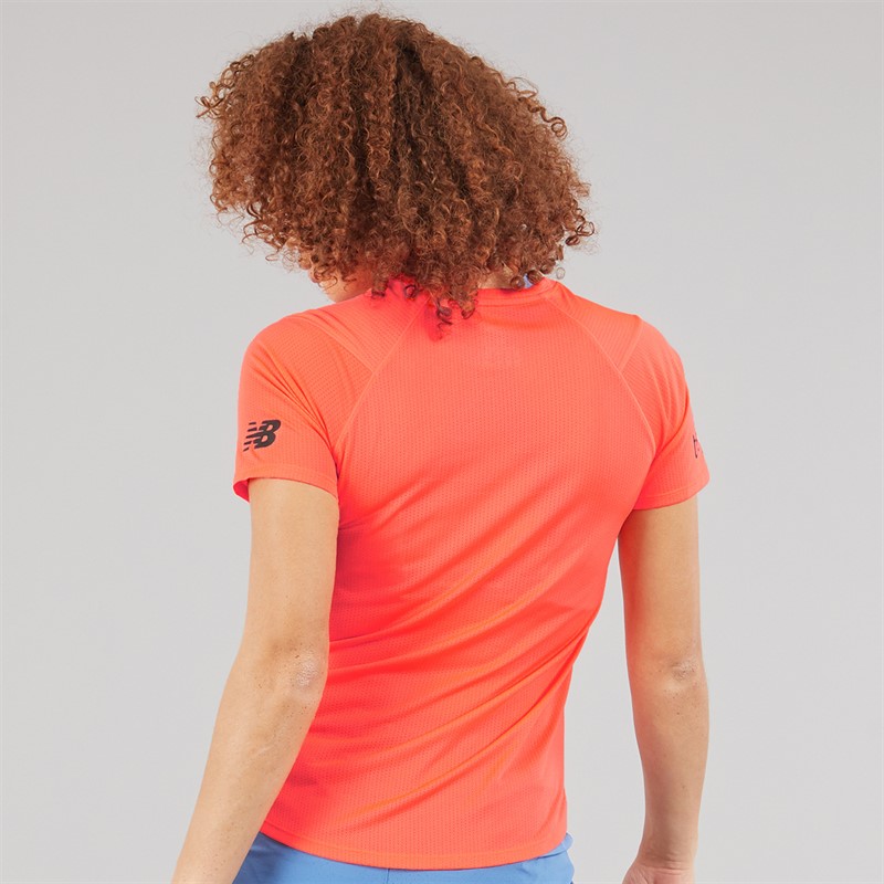 New Balance Womens London Edition Athletics Graphic Running T-Shirt Urgent Red
