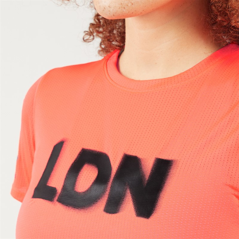 New Balance Womens London Edition Athletics Graphic Running T-Shirt Urgent Red