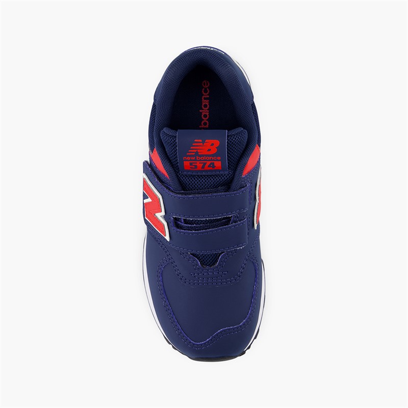 New Balance Kids 574 Hook And Loop Trainers Navy/Red