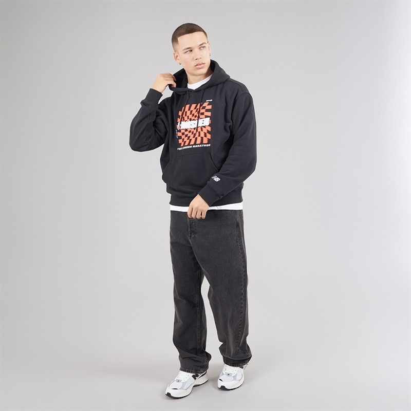 New Balance Mens London Edition Graphic Running Hoodie Black