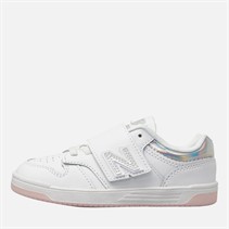 New Balance Infant Girls 480 New-B Hook And Loop Wide Fit Trainers White/Pink Black/White