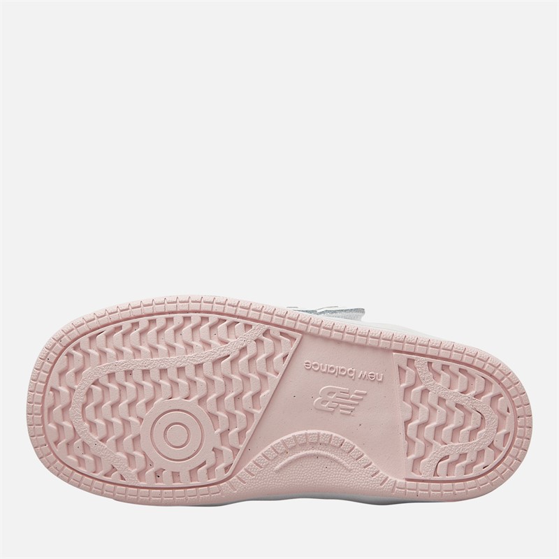 New Balance Infant Girls 480 New-B Hook And Loop Wide Fit Trainers White/Pink Black/White