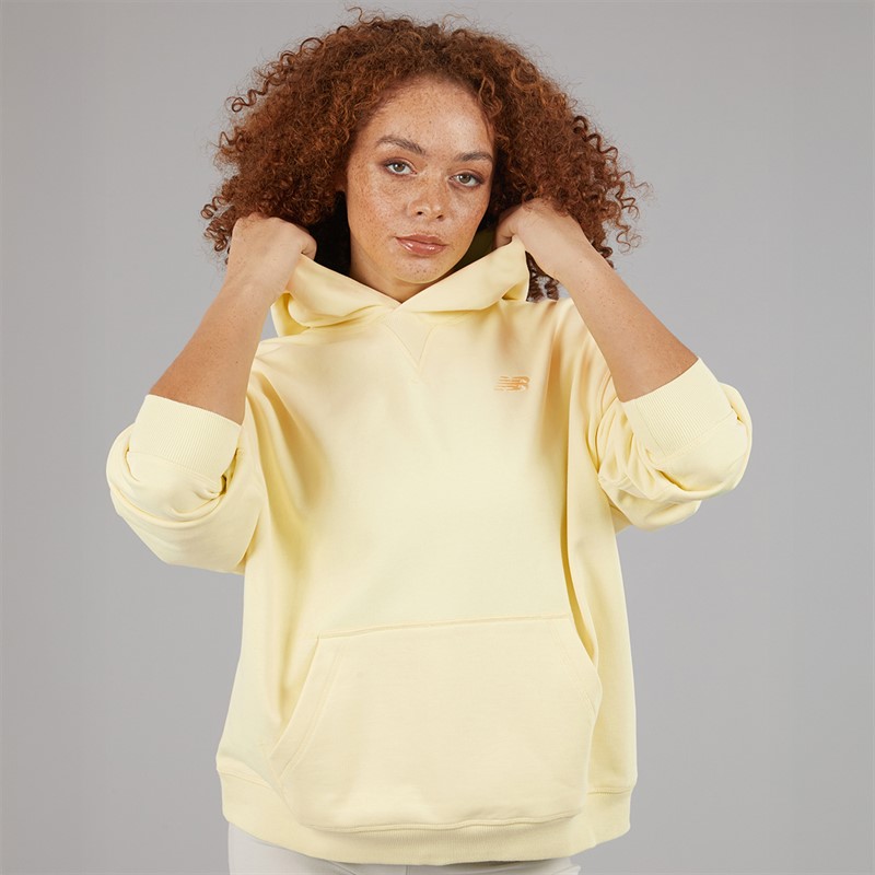 New Balance Womens Athletics French Terry Hoodie Limelight