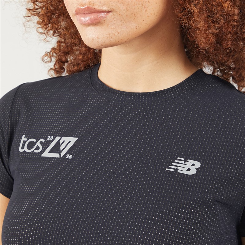 New Balance Womens London Edition Race Day Ultra Light Running T-Shirt Black