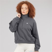 New Balance Womens Athletics Remastered French Terry 1/4 Zip Top Anthracite