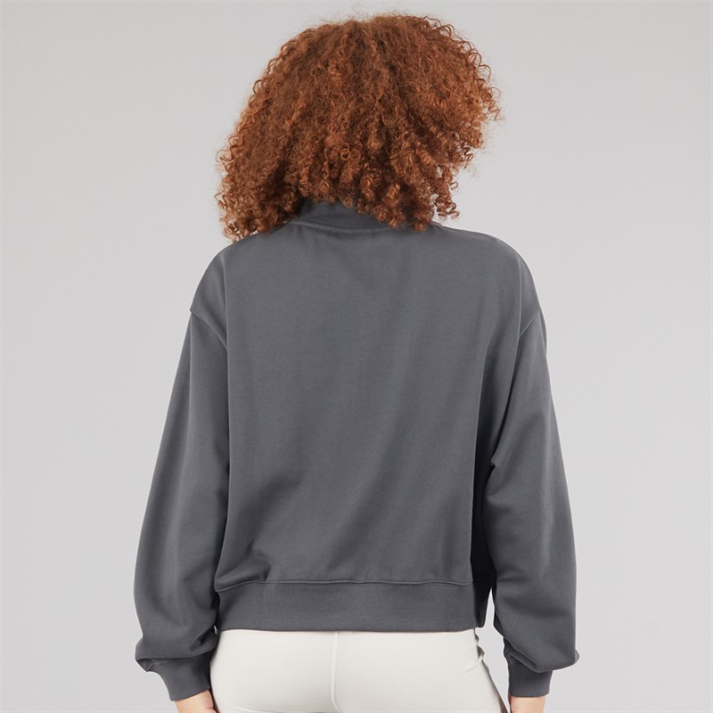 New Balance Womens Athletics Remastered French Terry 1/4 Zip Top Anthracite