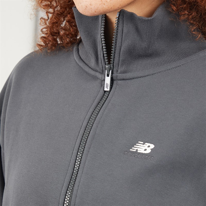 New Balance Womens Athletics Remastered French Terry 1/4 Zip Top Anthracite