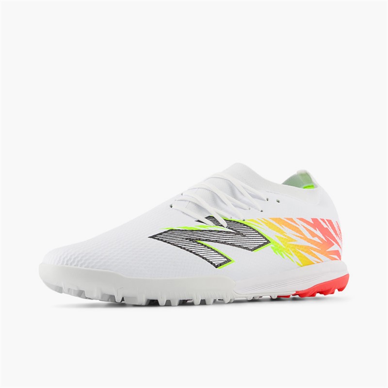 New Balance Mens Furon Team V8 TF Astro Football Boots White/Energy Red/Hi Lite