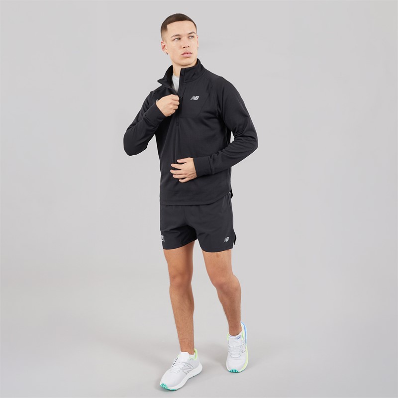 New Balance Mens London Edition NB Heat Grid 1/2 Zip Running Top Black