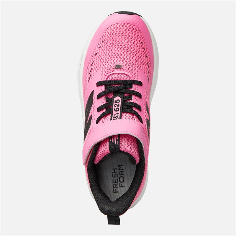 New Balance Girls Fresh Foam 625 Bungee Lace Strap Neutral Running Shoes Pink/Black/White
