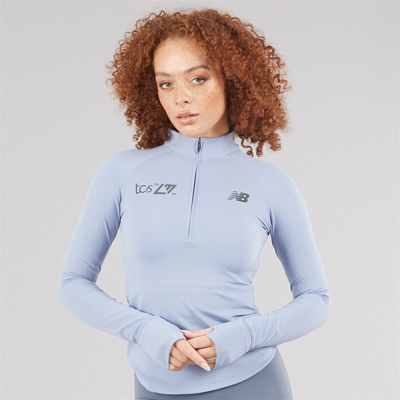 New Balance Womens London Edition NB Harmony 1/2 Zip Running Top Grey