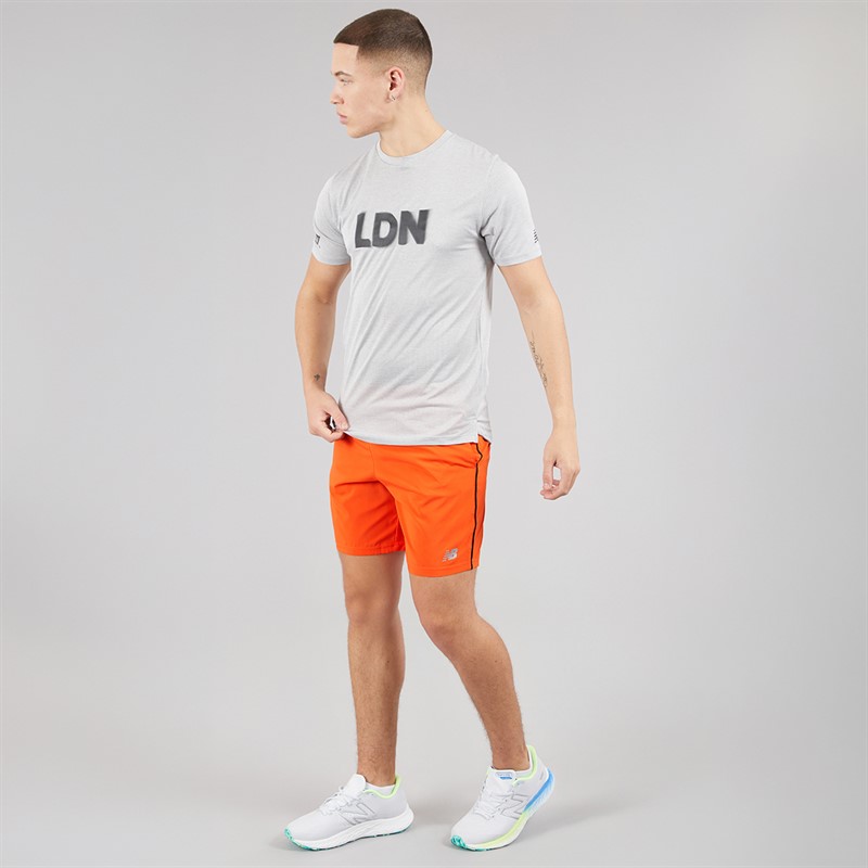 New Balance Mens Core Run 7 Inch Running Shorts Team Orange