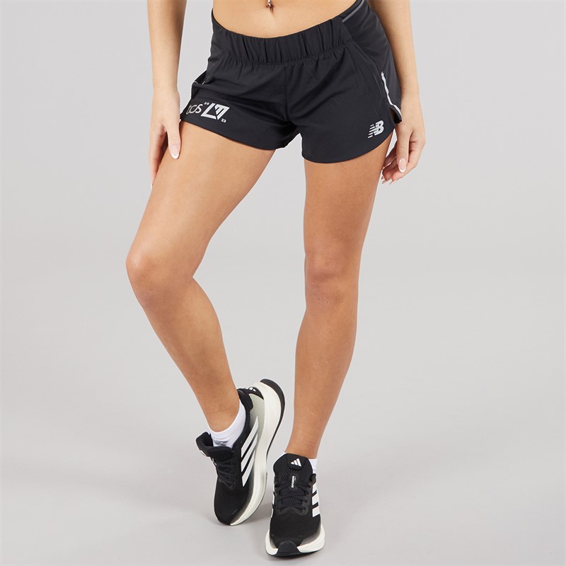 New Balance Womens London Edition Impact 3 Inch Running Shorts Black