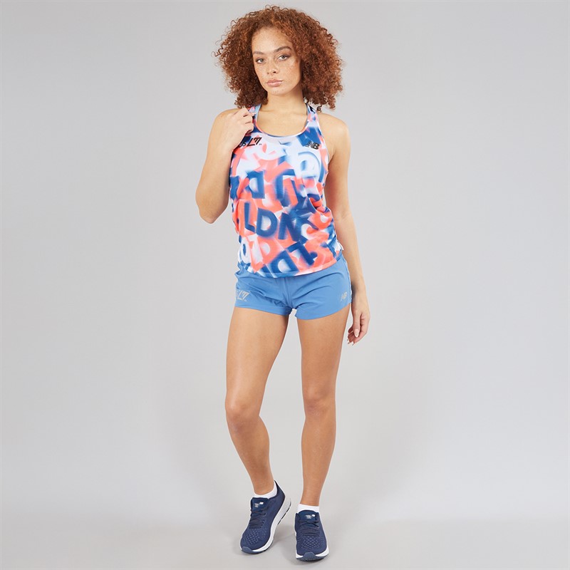 New Balance Womens London Edition Printed Athletics Running Tank Top Multi Colour