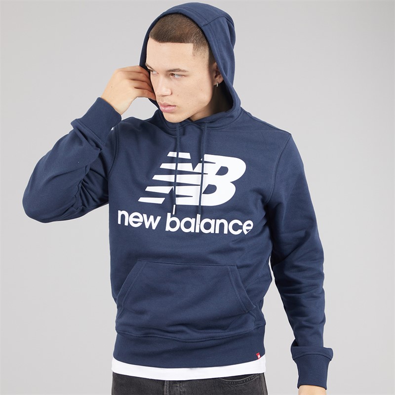 New Balance Mens Essentials Stacked Logo Hoodie Eclipse