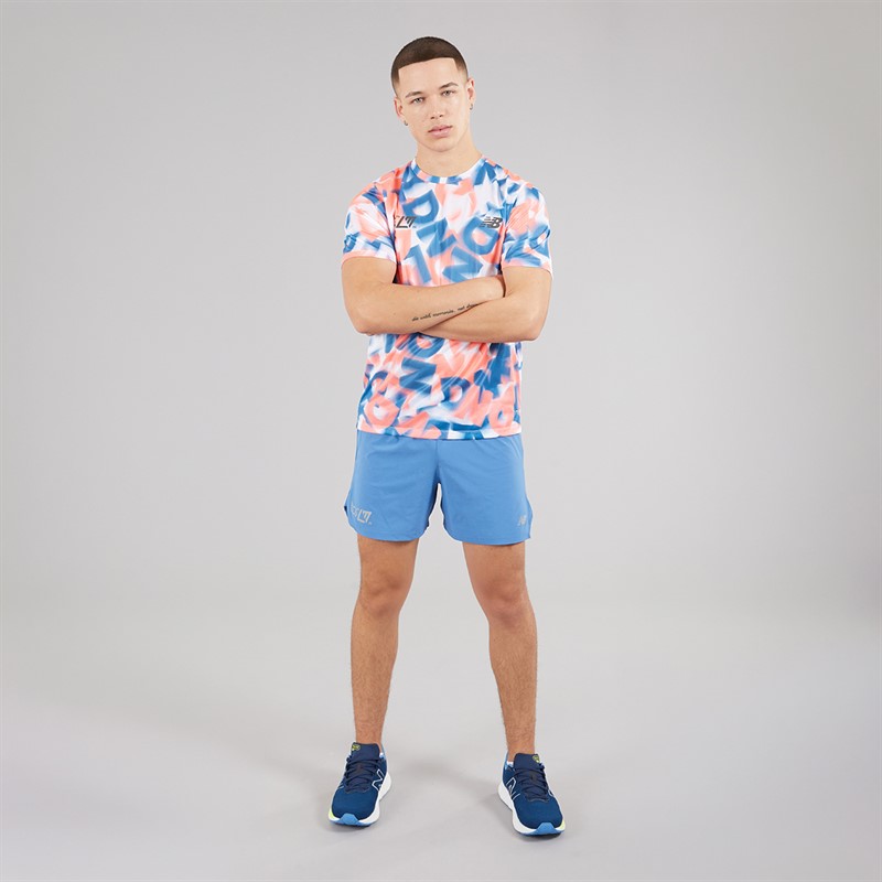 New Balance Mens London Edition Printed NB Athletics Running T-Shirt Multi Colour
