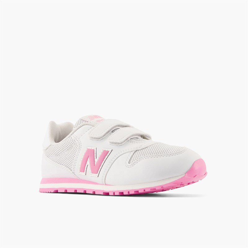 New Balance Girls 500 Hook And Loop Trainers White/Pink