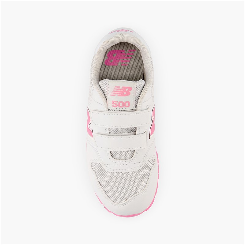 New Balance Girls 500 Hook And Loop Trainers White/Pink