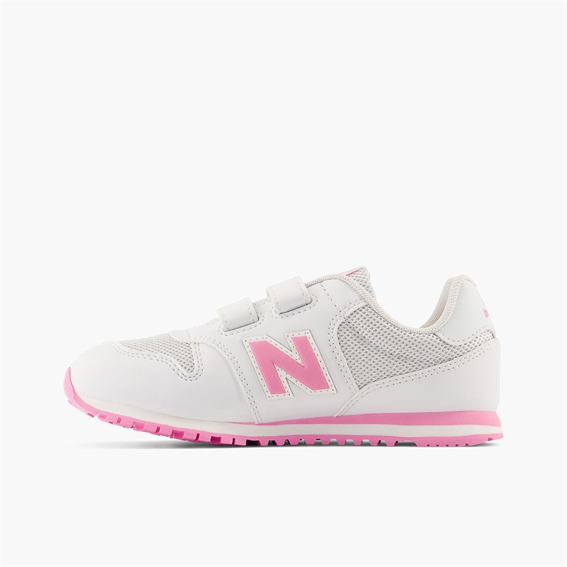 New Balance Girls 500 Hook And Loop Trainers White/Pink