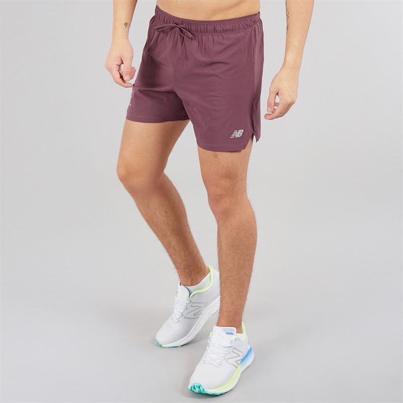New Balance Mens London Edition RC 5 Inch Running Shorts Faded Purple