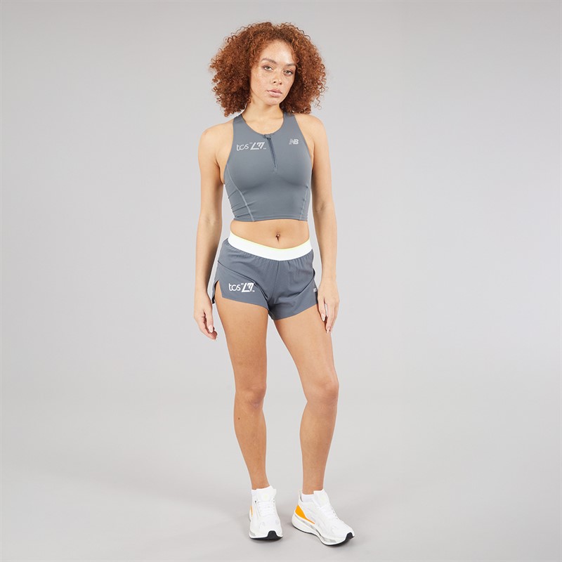 New Balance Womens London Edition Race Day Fitted Sleek Running Tank Top Grey