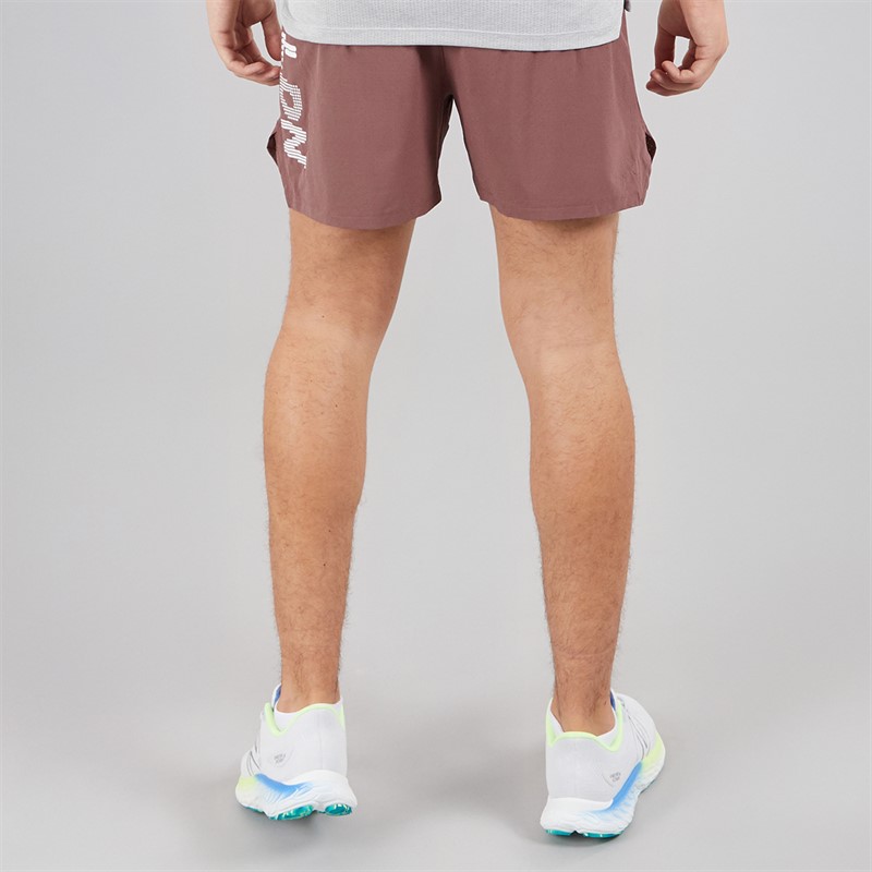 New Balance Mens London Edition Graphic RC 5 Inch Running Shorts Brown